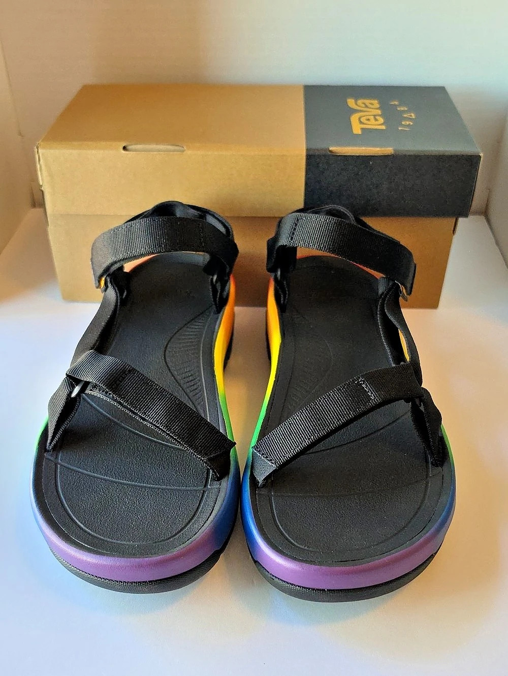 NIB Teva Hurricane XLT2 Ampsole Brite Rainbow Platform Sandals Men 14 Women 16